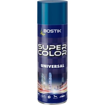 Vopsea spray retus decorativa Bostik Super Color Universal, albastru RAL 5005, mat, interior/exterior, 400 ml