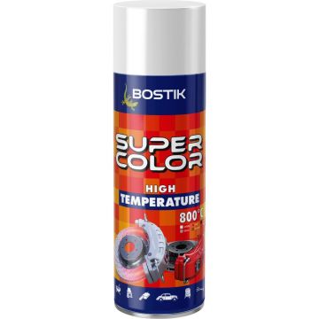 Vopsea spray rezistenta la temperaturi ridicate Bostik Super Color, alb, mat, interior/exterior, 400 ml