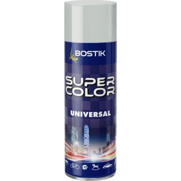 Vopsea spray universala decorativa Bostik Super Color, gri deschis RAL 7035, mat, interior/exterior, 400 ml