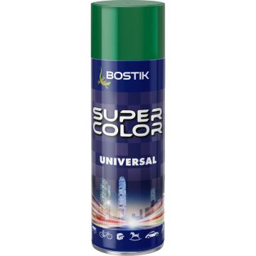 Vopsea spray universala decorativa Bostik Super Color, verde smarald RAL 6001, mat, interior/exterior, 400 ml