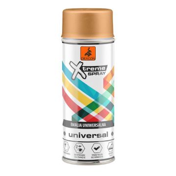 Vopsea spray universala Dragon Xtreme, auriu metalic, lucios, interior/exterior, 400 ml