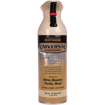 Vopsea spray universala Rust-Oleum, crem migdala, lucios, interior/exterior, 400 ml