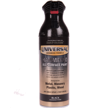 Vopsea spray universala Rust-Oleum, negru lovitura de ciocan, mat, interior/exterior, 400 ml
