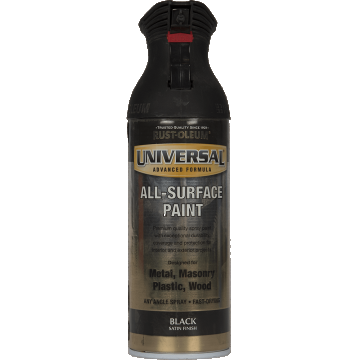 Vopsea spray universala Rust-Oleum, negru satin, lucios, interior/exterior, 400 ml