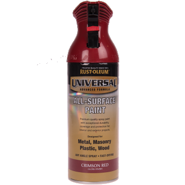 Vopsea spray universala Rust-Oleum, rosu crimson, lucios, interior/exterior, 400 ml