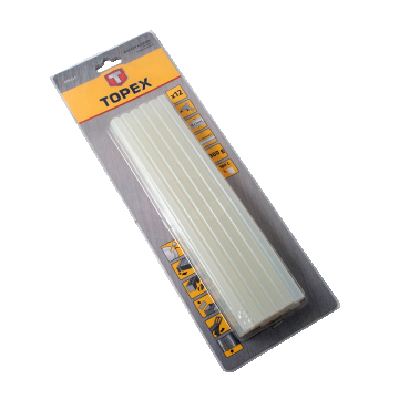 Batoane silicon Topex pentru pistol de lipit, transparent, 11.2 x 250 mm, set 12 buc