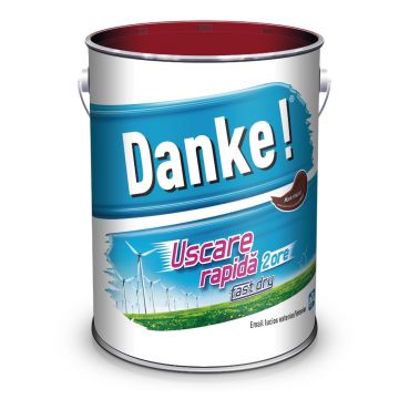 Email Danke uscare rapida, pentru metal, lemn, zidarie, exterior/interior, maro roscat, lucios, 4 l