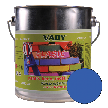 Vopsea alchidica Vady clasic, pentru lemn/metal/zidarie, interior/exterior, albastru, 3 kg