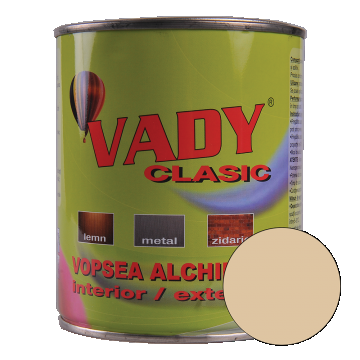 Vopsea alchidica Vady clasic, pentru lemn/metal/zidarie, interior/exterior, crem, 0,6 l