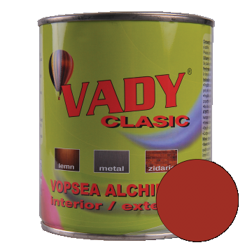 Vopsea alchidica Vady clasic, pentru lemn/metal/zidarie, interior/exterior, maro roscat, 0,6 l