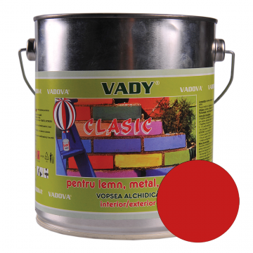 Vopsea alchidica Vady clasic, pentru lemn/metal/zidarie, interior/exterior, rosu, 3 kg