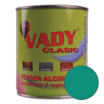 Vopsea alchidica Vady clasic, pentru lemn/metal/zidarie, interior/exterior, verde, 0,6 l