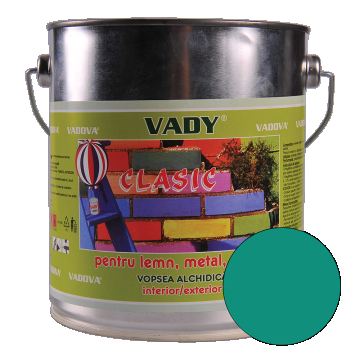 Vopsea alchidica Vady clasic, pentru lemn/metal/zidarie, interior/exterior, verde, 3 kg