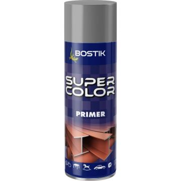 Vopsea spray grund acrilic cu uscare rapida Bostik Super Color, gri, mat, interior/exterior, 400 ml