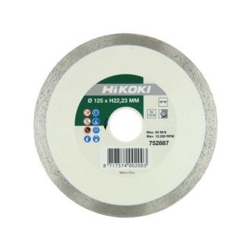 Disc Diamantat cu segment continuu pentru placi ceramice Hikoki 752887, 125 x 22.23 mm