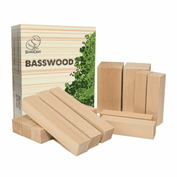 Set de blocuri din lemn pentru sculptura BeaverCraft BW12, 12 piese