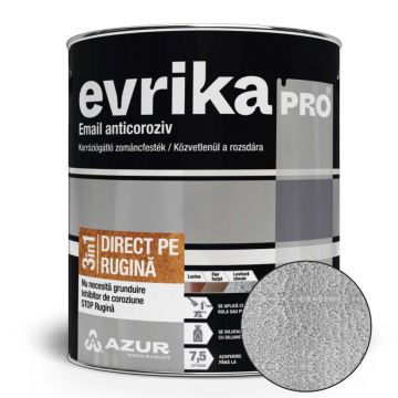 Vopsea alchidica Azur Evrika Pro direct pe rugina, argintiu, lovitura de ciocan, 0.75 l