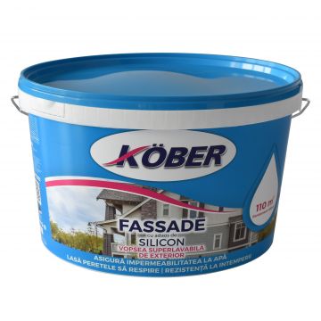 Vopsea lavabila exterior Kober Fassade, alb, 8.5 l