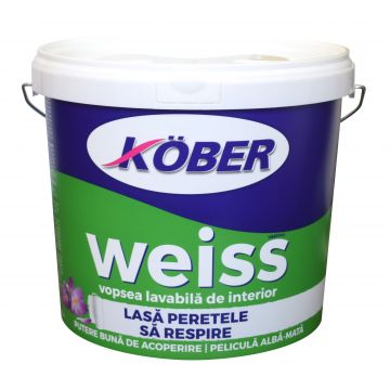 Vopsea lavabila interior Kober Weiss, alb, 4 l