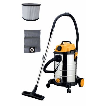 Aspirator industrial Rotor RVC1400, 1400W, Capacitate colectare 30L, Functie colectare apa, Accesorii incluse