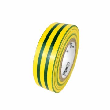 Banda izolatoare galben cu verde din PVC 20m X 19mm X 0.13mm