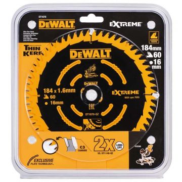 Disc Extreme DeWALT DT1670 pentru lemn dur 184mmx16mm x 1.65mm