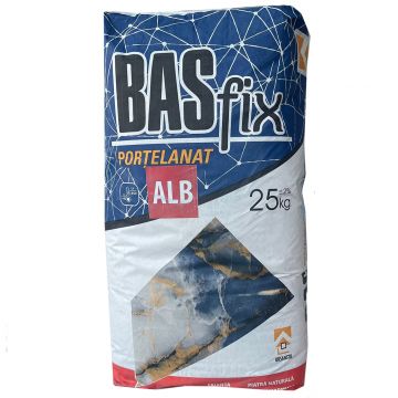 Adeziv pentru gresie, faianta, placi decorative, Basfix extra, portelanat, alb, 25 kg