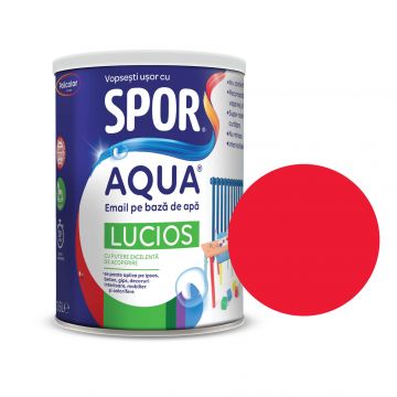 Email lucios Spor Aqua, pentru lemn/metal, interior/exterior, pe baza de apa, rosu, 0.6 l