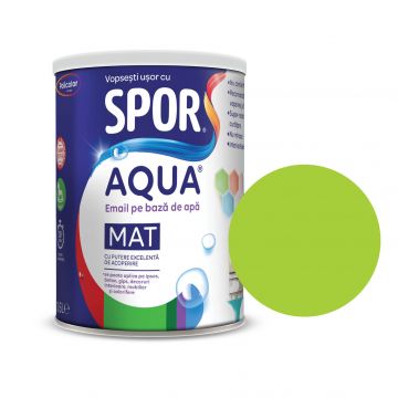 Email mat Spor Aqua, pentru lemn/metal, interior/exterior, pe baza de apa, verde limeta, 0.6 l