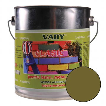 Vopsea alchidica Vady clasic, pentru lemn/metal/zidarie, interior/exterior, kaki, 3 kg