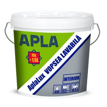 Vopsea lavabila interior Aplalux, alb, 15 l + 10%