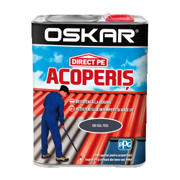 Vopsea Oskar Direct pe acoperis, gri RAL 7024, exterior, 2.5 L