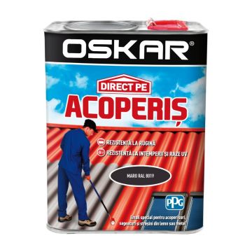 Vopsea Oskar Direct pe acoperis, maro RAL 8019, exterior, 2.5 L