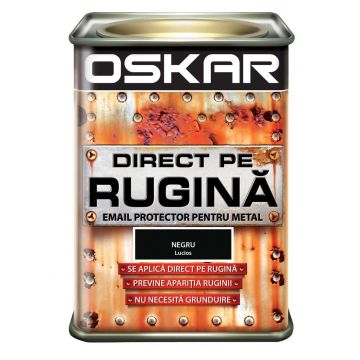 Vopsea Oskar Direct pe rugina, negru lucios, interior/exterior, 0.5 l